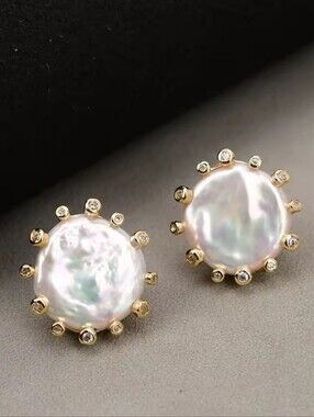 NWT Baroque Pearl GF Earrings & Crystals
